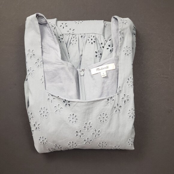 Madewell Eyelet Lizzie Babydoll Dress in Blue Horizon Women's Size 0 [NE734] NWT - Picture 16 of 16